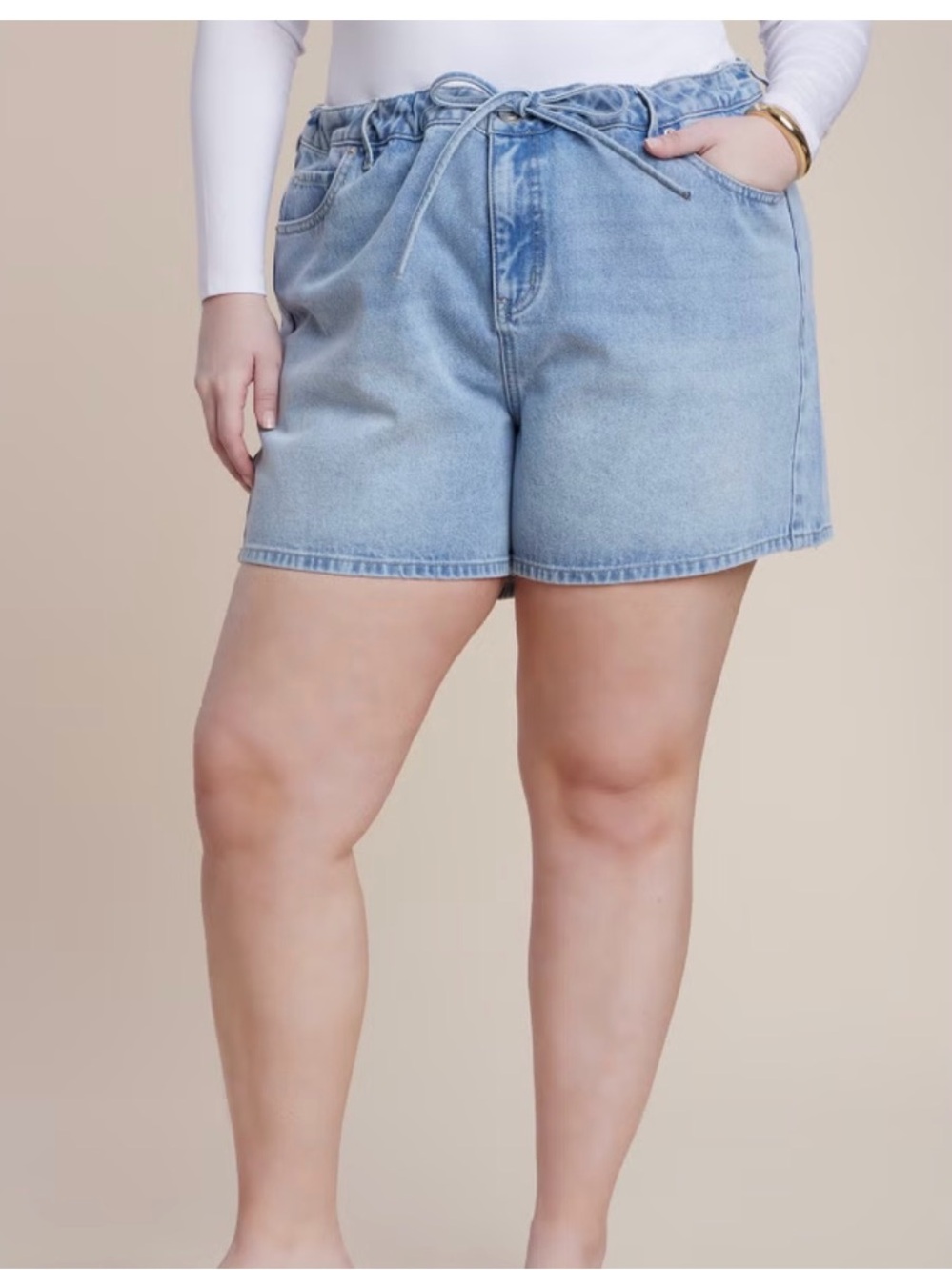 Drawstring Lightweight Denim Short - Picture 3 of 3